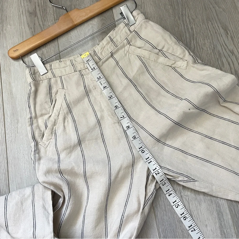 Reformation Linen Pants striped jaylene straight leg womens Ivory size 0 preppy